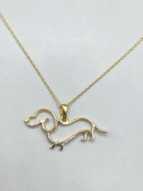 Gold Vermeil Dachshund Dog Pendant Necklace